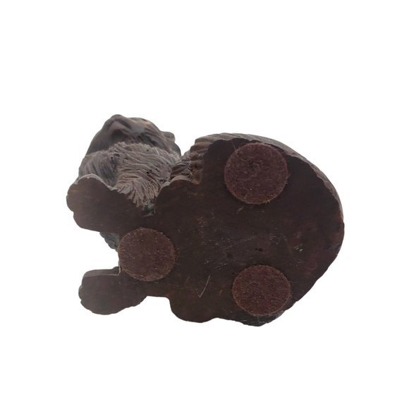 VTG 1992 Red Mill Carved Wood‎ Pecan Shells Cat Statue Figurine Folk Art Kitty - Picture 5 of 8